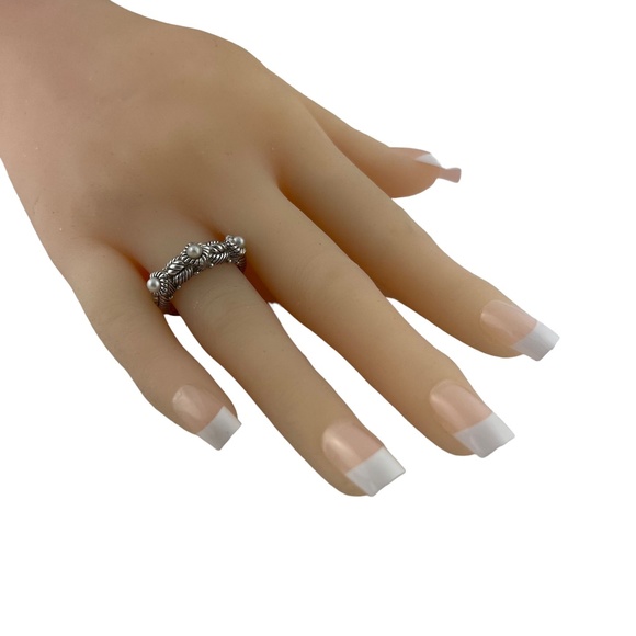 Judith Ripka Sterling Silver Pearl Ring Size 7 3/4 #12816 - Picture 6 of 7